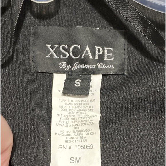 Xscape Cocktail Jacket cropped crew black stretch silver metallic details size S - Picture 3 of 9